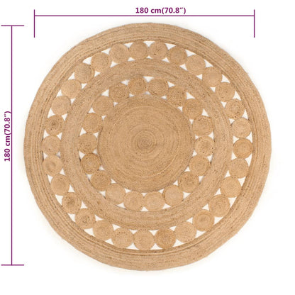 vidaXL Tapis tressé en jute 180 cm rond