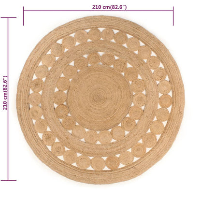 vidaXL Tapis tressé en jute 210 cm rond