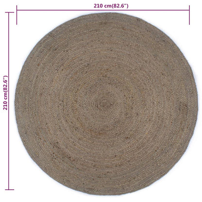 vidaXL Tapis fait à la main Jute Rond 210 cm Gris