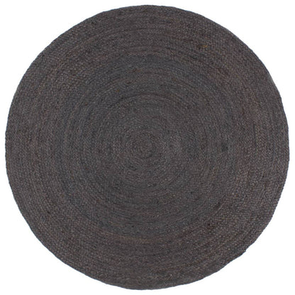 vidaXL Tapis fait à la main Jute Rond 180 cm Gris foncé