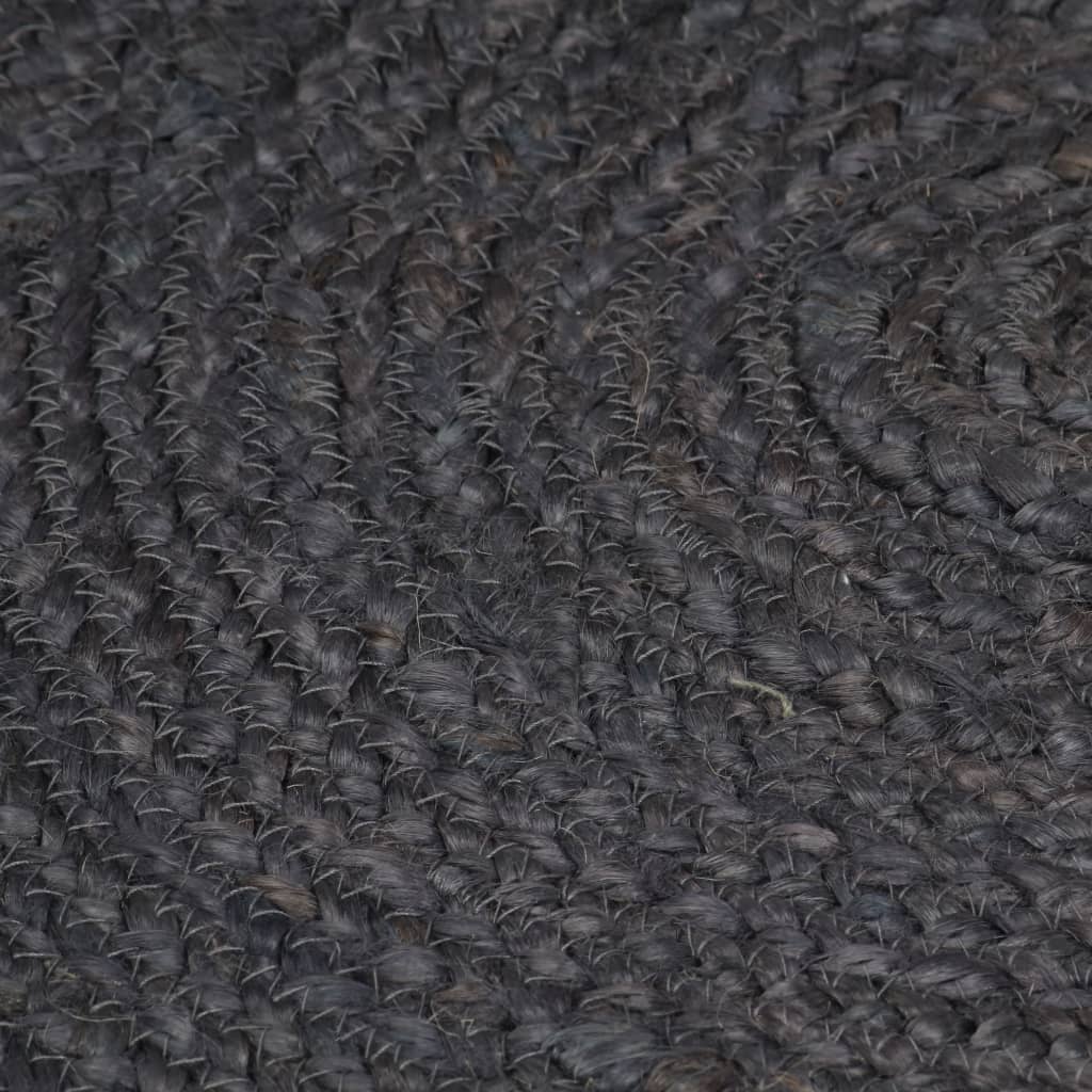 vidaXL Tapis fait à la main Jute Rond 180 cm Gris foncé