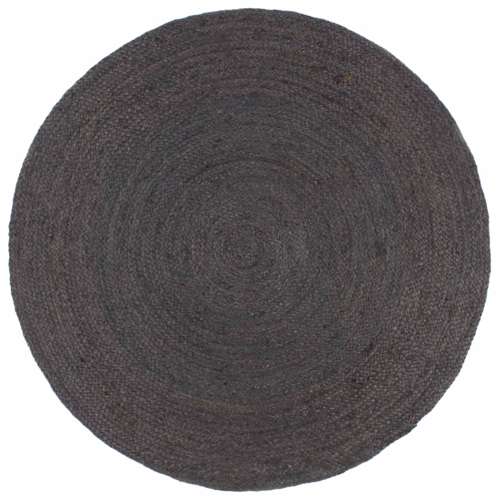 vidaXL Tapis fait à la main Jute Rond 210 cm Gris foncé