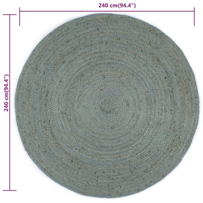 vidaXL Tapis fait à la main Jute Rond 240 cm Vert olive