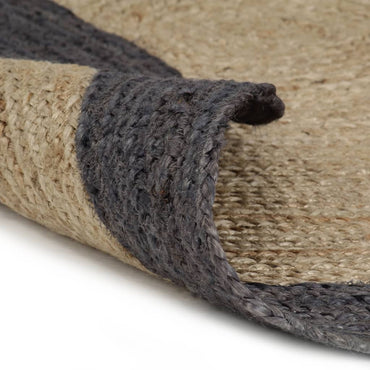 vidaXL Tapis fait à la main en jute avec bordure gris foncé 210 cm