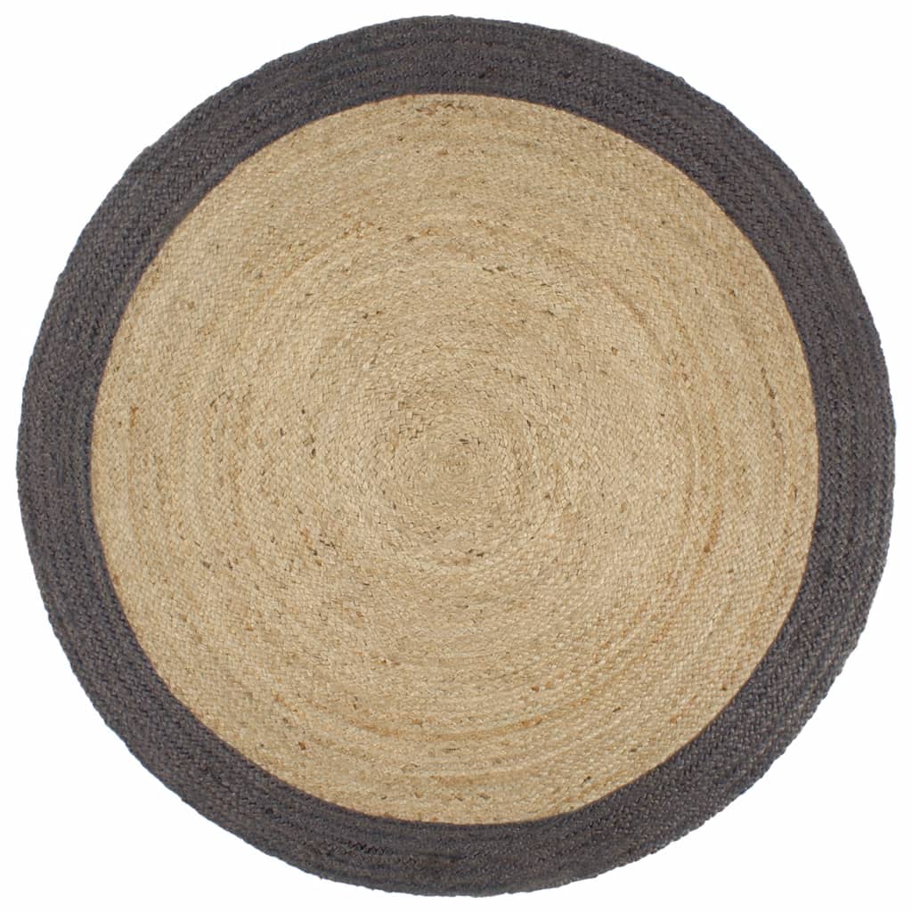 vidaXL Tapis fait à la main en jute avec bordure gris foncé 240 cm
