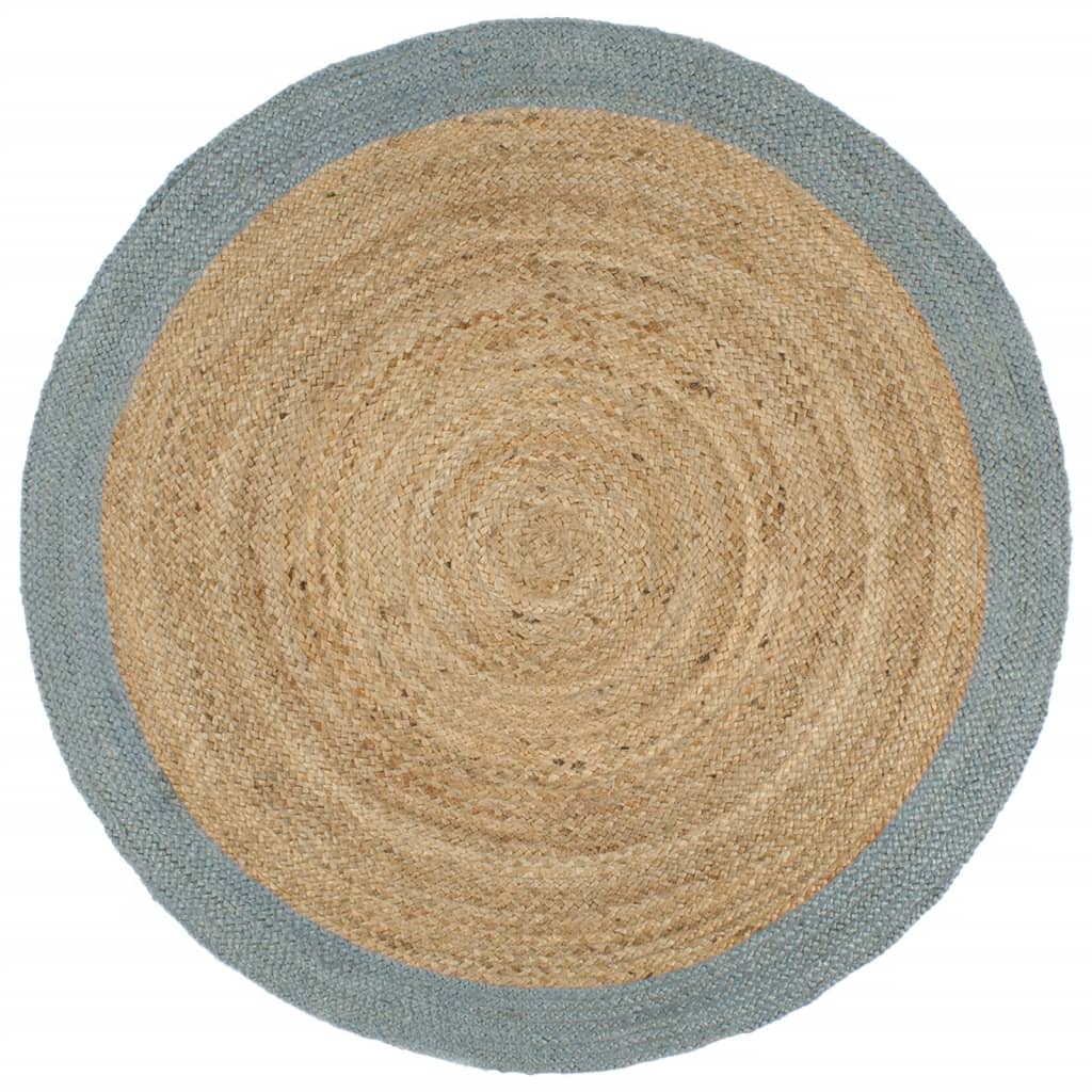 vidaXL Tapis fait à la main en jute avec bord vert olive 180 cm