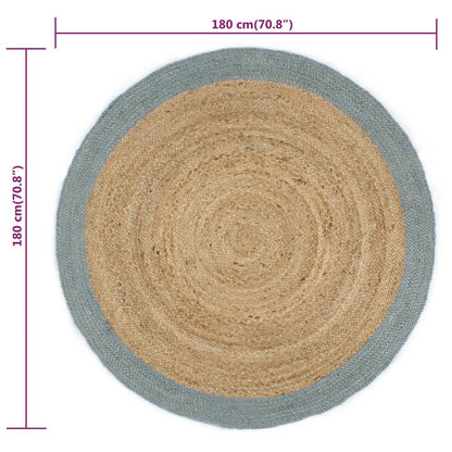 vidaXL Tapis fait à la main en jute avec bord vert olive 180 cm