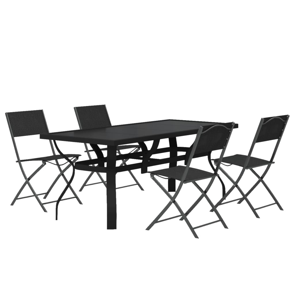 vidaXL 5-tlg. Garten-Essgruppe Grau und Schwarz