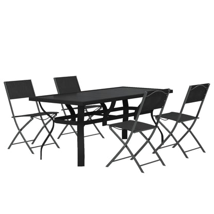 vidaXL 5-tlg. Garten-Essgruppe Grau und Schwarz