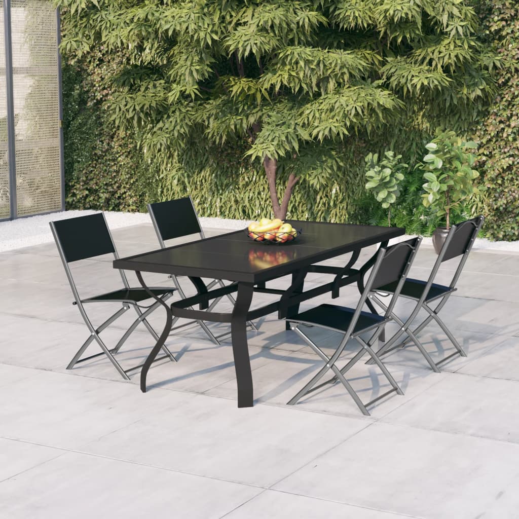 vidaXL 5-tlg. Garten-Essgruppe Grau und Schwarz