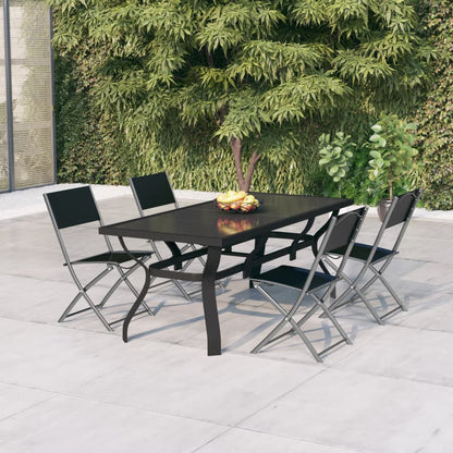 vidaXL 5-tlg. Garten-Essgruppe Grau und Schwarz