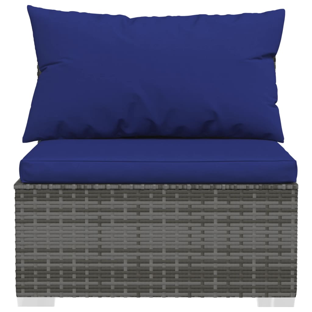 vidaXL Salon de jardin 3 pièces avec coussins résine tressée gris