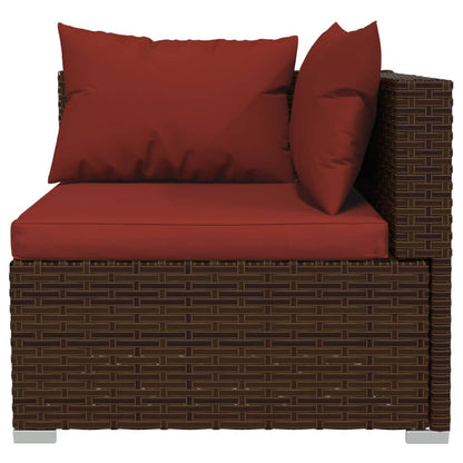 vidaXL Salon de jardin 4 pcs avec coussins résine tressée marron
