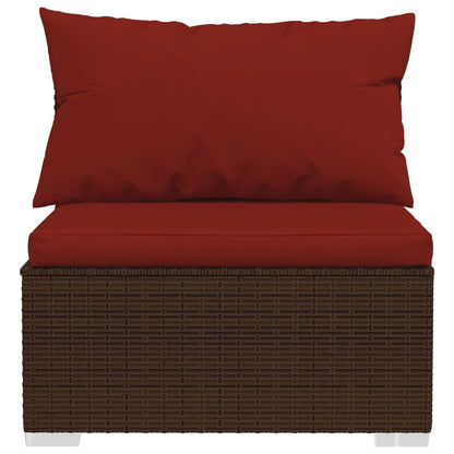 vidaXL Salon de jardin 4 pcs avec coussins résine tressée marron