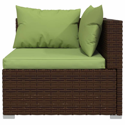 vidaXL Salon de jardin 4 pcs avec coussins résine tressée marron