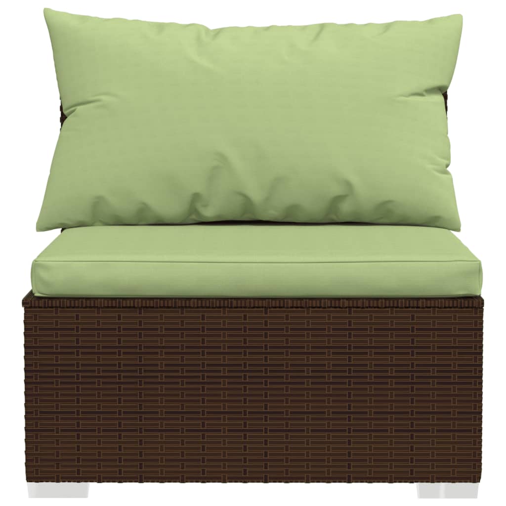 vidaXL Salon de jardin 4 pcs avec coussins résine tressée marron