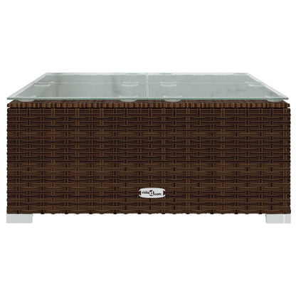vidaXL Salon de jardin 4 pcs avec coussins résine tressée marron