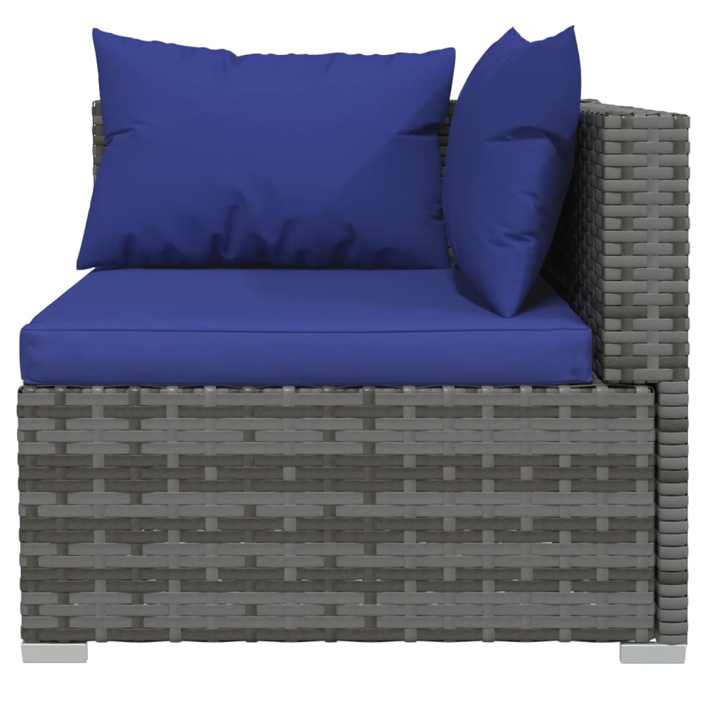 vidaXL Salon de jardin 4 pcs avec coussins résine tressée gris