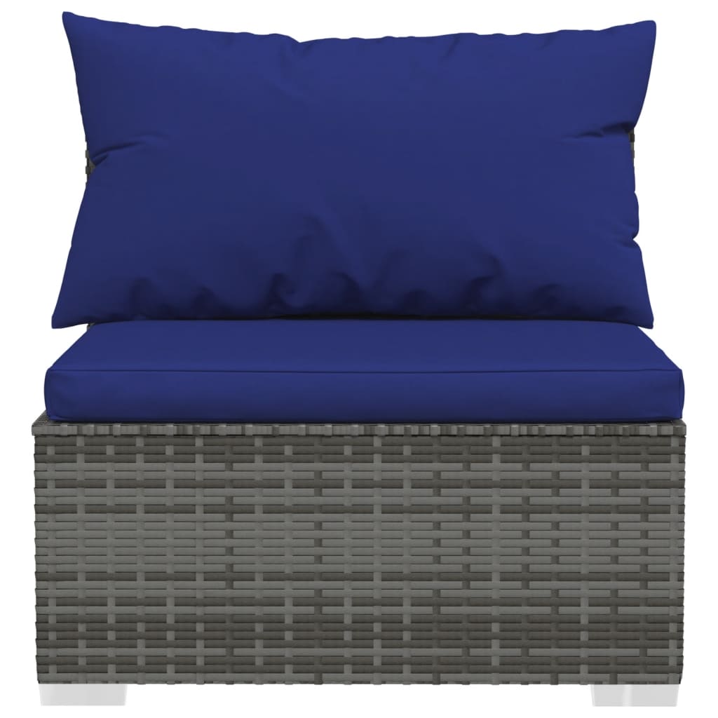 vidaXL Salon de jardin 4 pcs avec coussins résine tressée gris
