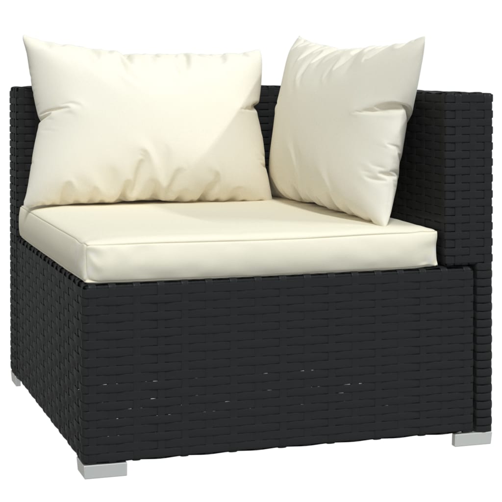 vidaXL Salon de jardin 4 pcs avec coussins résine tressée noir