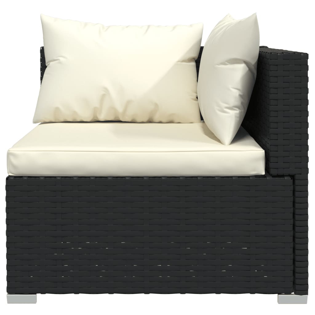 vidaXL Salon de jardin 4 pcs avec coussins résine tressée noir