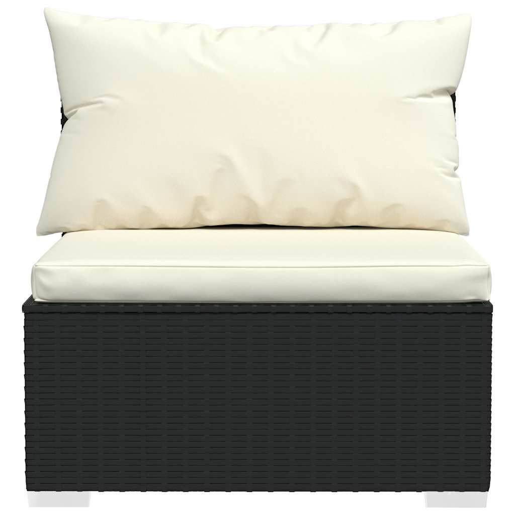 vidaXL Salon de jardin 4 pcs avec coussins résine tressée noir