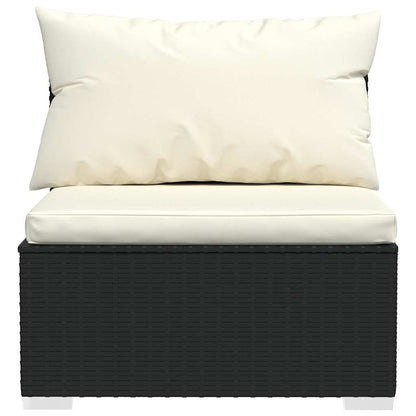 vidaXL Salon de jardin 4 pcs avec coussins résine tressée noir