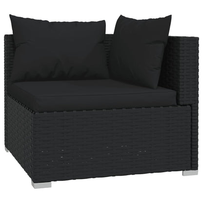 vidaXL Salon de jardin 4 pcs avec coussins résine tressée noir