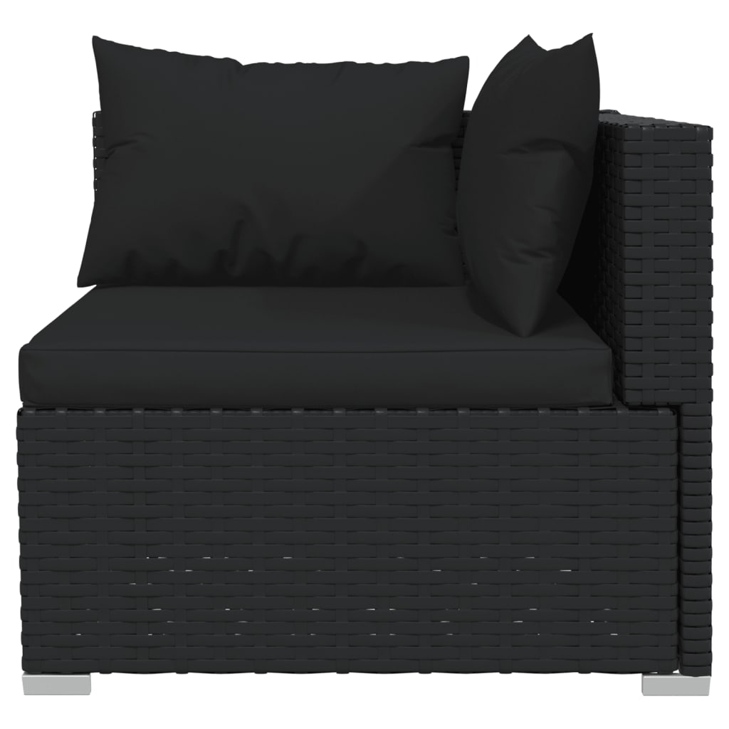 vidaXL Salon de jardin 4 pcs avec coussins résine tressée noir