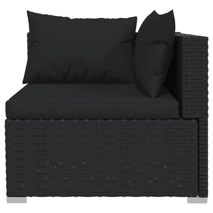 vidaXL Salon de jardin 4 pcs avec coussins résine tressée noir