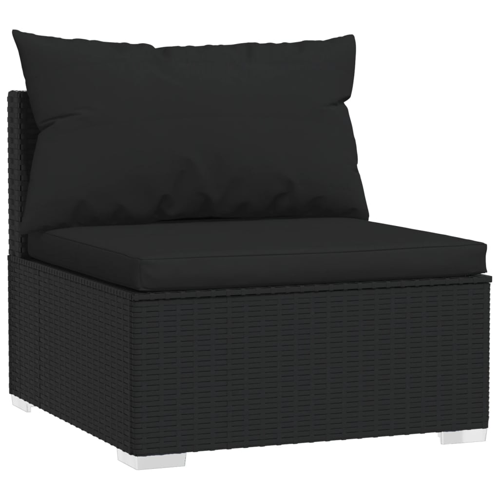 vidaXL Salon de jardin 4 pcs avec coussins résine tressée noir