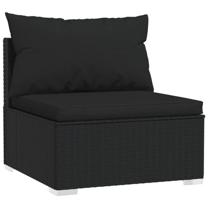 vidaXL Salon de jardin 4 pcs avec coussins résine tressée noir