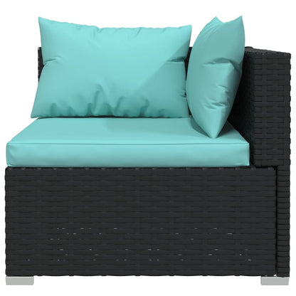 vidaXL Salon de jardin 4 pcs avec coussins résine tressée noir