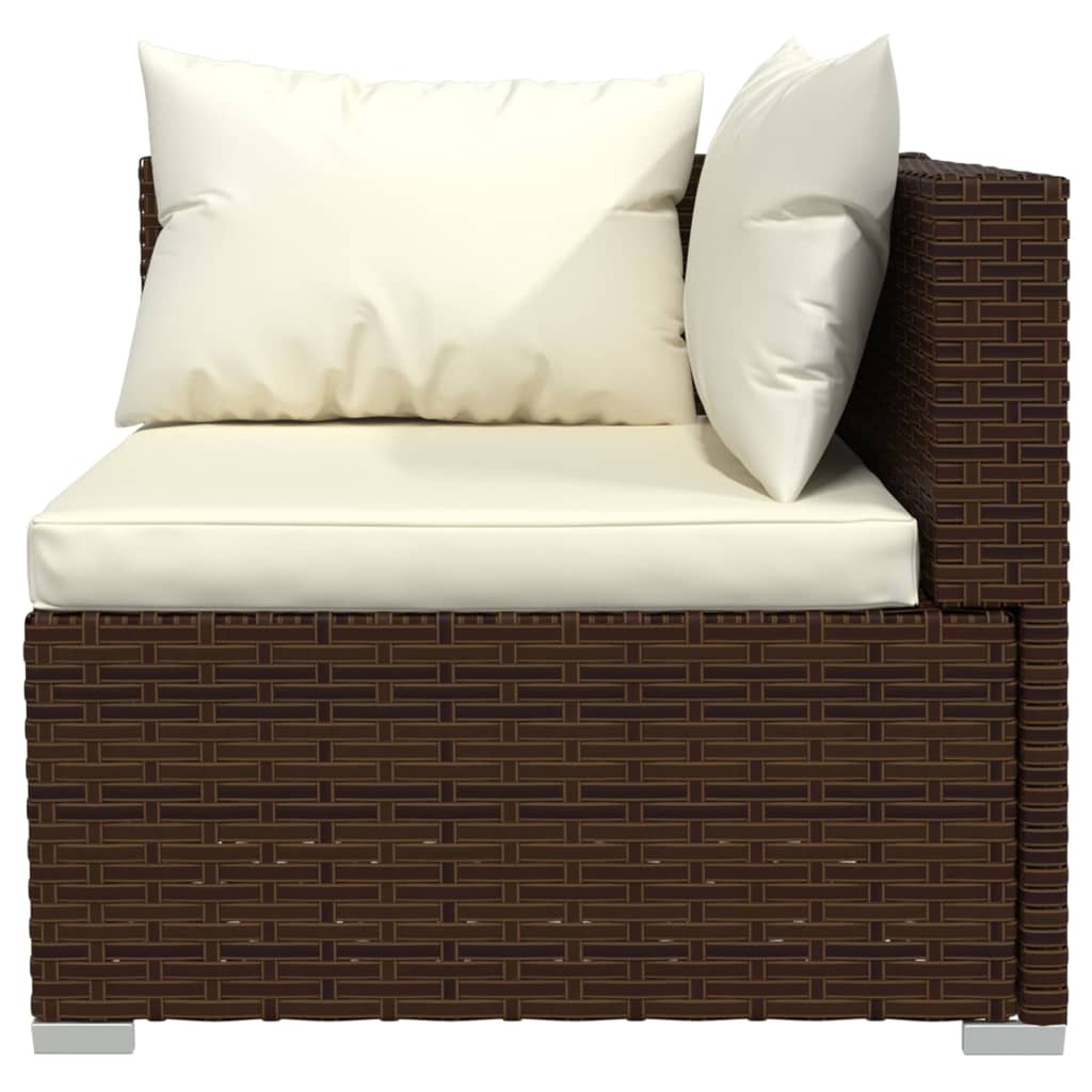 vidaXL Salon de jardin 4 pcs avec coussins résine tressée marron