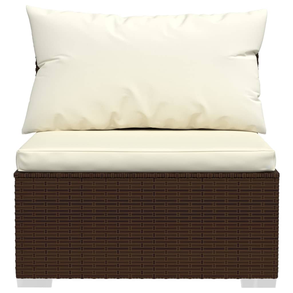 vidaXL Salon de jardin 4 pcs avec coussins résine tressée marron