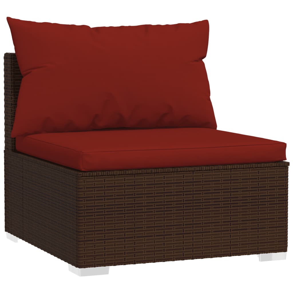 vidaXL Salon de jardin 4 pcs avec coussins résine tressée marron