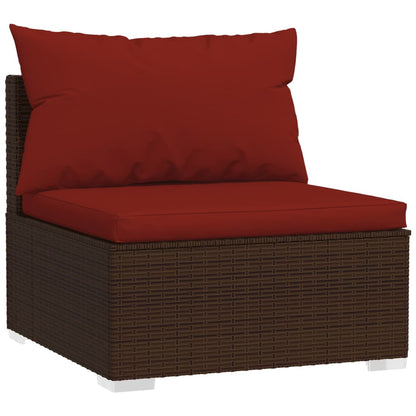 vidaXL Salon de jardin 4 pcs avec coussins résine tressée marron