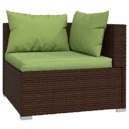 vidaXL Salon de jardin 4 pcs avec coussins résine tressée marron