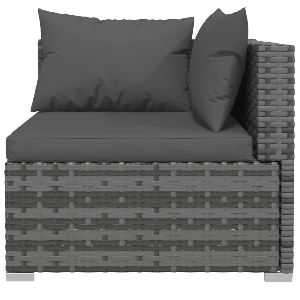 vidaXL Salon de jardin 4 pcs avec coussins résine tressée gris