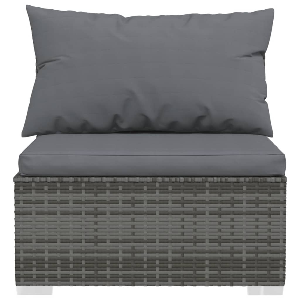 vidaXL Salon de jardin 4 pcs avec coussins résine tressée gris