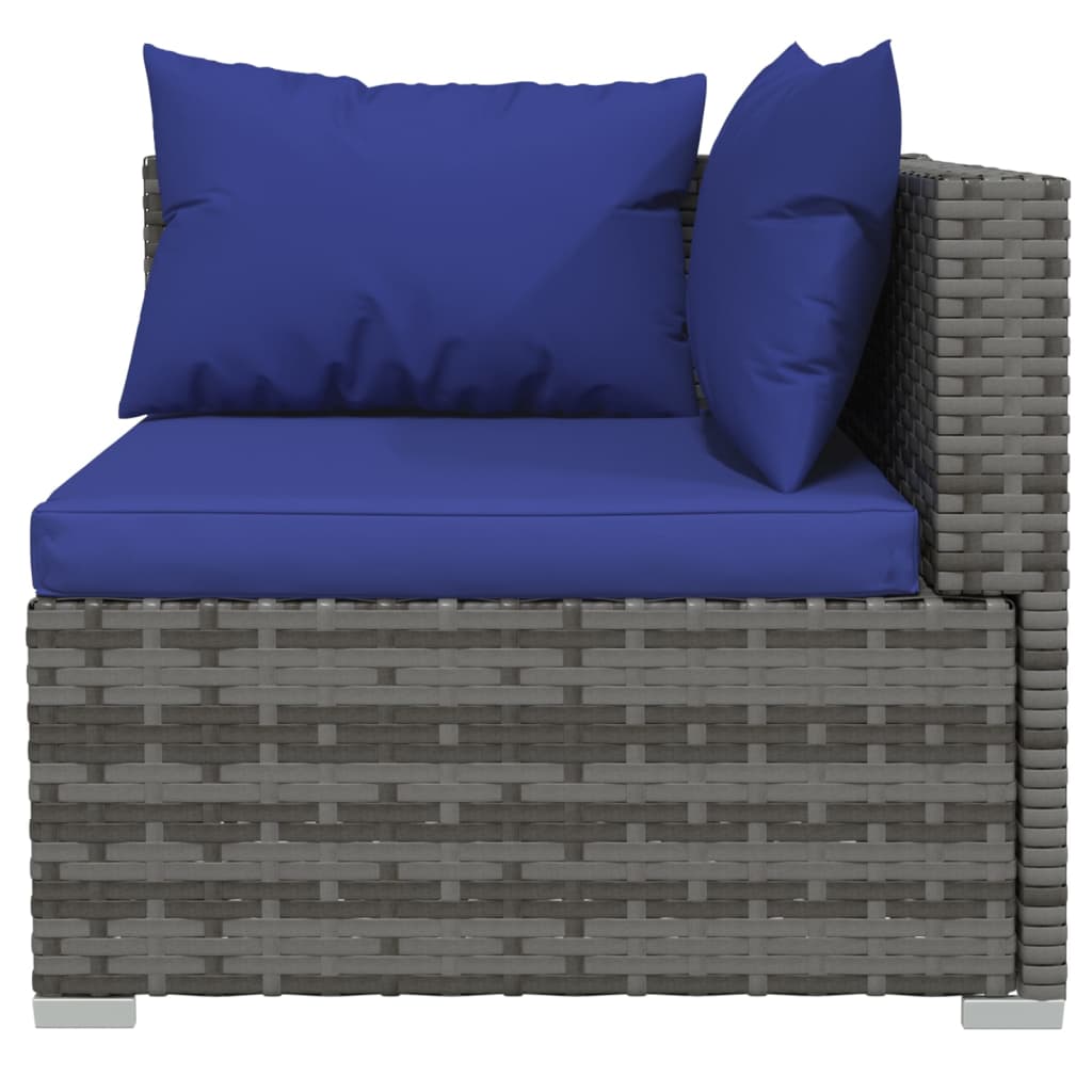 vidaXL Salon de jardin 4 pcs avec coussins résine tressée gris