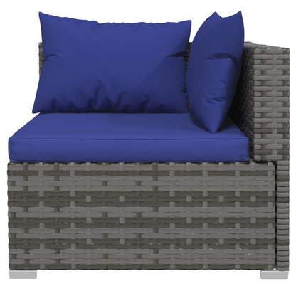 vidaXL Salon de jardin 4 pcs avec coussins résine tressée gris