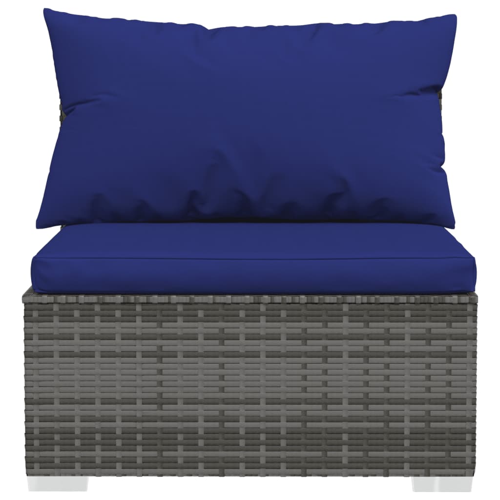 vidaXL Salon de jardin 4 pcs avec coussins résine tressée gris