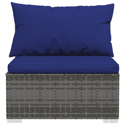 vidaXL Salon de jardin 4 pcs avec coussins résine tressée gris