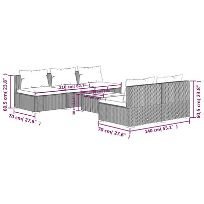 vidaXL 6-tlg. Garten-Lounge-Set mit Auflagen Poly Rattan Braun