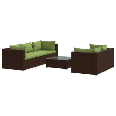 vidaXL Salon de jardin 6 pcs avec coussins résine tressée marron