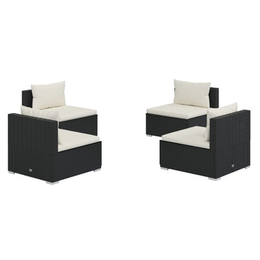 vidaXL Salon de jardin 4 pcs avec coussins résine tressée noir
