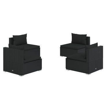 vidaXL Salon de jardin 4 pcs avec coussins résine tressée noir