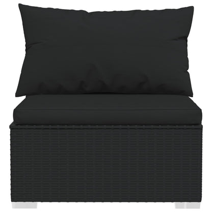 vidaXL Salon de jardin 4 pcs avec coussins résine tressée noir