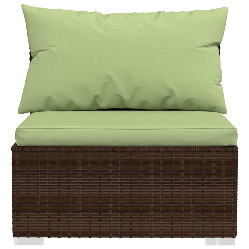 vidaXL Salon de jardin 4 pcs avec coussins résine tressée marron